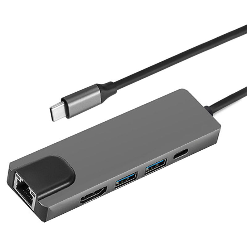Portable Type-C Docking Station 5-in-1 USB-C Hub Adapter 4K HD Type-C Splitter to RJ45 USB-C USB 3.0 Portable Type-C Docking Station 5-in-1 USB-C Hub Adapter 4K HD Type-C Splitter to RJ45 USB-C USB 3.0